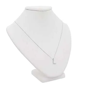 Beautiful 14K White Gold Diamond "L" Pendant Necklace