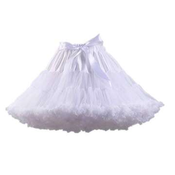 Colyanda Womens 3-Layered Pleated Tulle Petticoat Tutu Puffy Party Cosplay Skirt(White)
