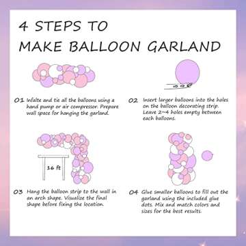 TOPLLON Pink Balloon Garland Arch Kit 135 Pcs, Double Stuffed Baby Shower Decorations for Girl with Macaron Purple Dusty Pink Balloons for Birthday Party Decorations