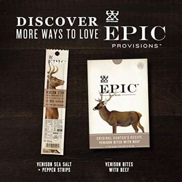 Epic Provisions Venison Sea Salt and Pepper Bars, Keto Friendly, Gluten Free, 12 ct