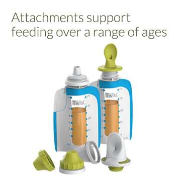 Kiinde Foodii Baby Food Storage Starter Kit, Squeeze Pouch and Reusable Spouts Set