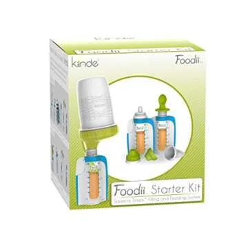 Kiinde Foodii Baby Food Storage Starter Kit, Squeeze Pouch and Reusable Spouts Set