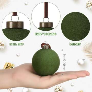Sotiff Christmas Tree Decorations 2.4 Inch Velvet Christmas Balls Christmas Ornaments Balls for Fami...