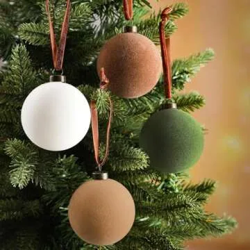 Sotiff Velvet Christmas Ornaments - 12 Pcs Set