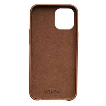Wilken Leather Wrapped Case Compatible with iPhone 13 Pro | Compatible with MagSafe and Wireless Charging | Top Grain Leather | Custom Metal Button Controls (13 Pro, Brown)