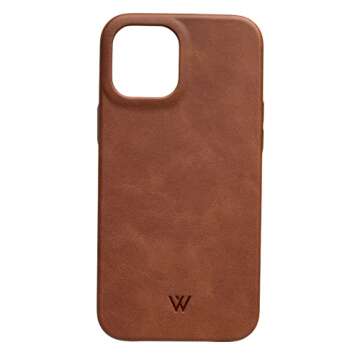 Wilken Leather Wrapped Case Compatible with iPhone 13 Pro | Compatible with MagSafe and Wireless Charging | Top Grain Leather | Custom Metal Button Controls (13 Pro, Brown)