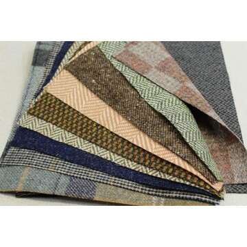British Tweed Wool Remnants for Crafting - 10 Pieces
