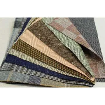 British Tweed Wool Remnants for Crafting - 10 Pieces