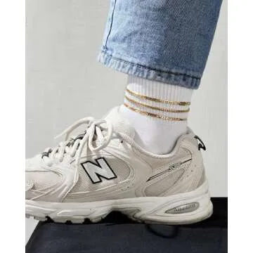 KissYan Gold Layered Ankle Bracelets for Women, Dainty 14k Gold Plated Layering Anklets Set Adjustable Fashion Cuban Link Snake Tennis Chain Ankles Summer Beach Foot Jewelry for Women