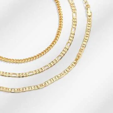 KissYan Gold Layered Ankle Bracelets for Women, Dainty 14k Gold Plated Layering Anklets Set Adjustable Fashion Cuban Link Snake Tennis Chain Ankles Summer Beach Foot Jewelry for Women