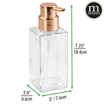 Stylish mDesign Glass Foaming Hand Soap Dispenser Set