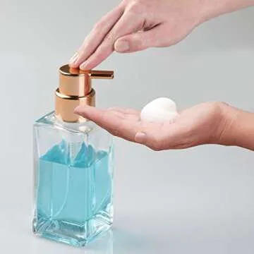 Stylish mDesign Glass Foaming Hand Soap Dispenser Set