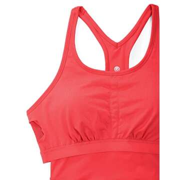 CRZ YOGA Women's Racerback Longline Sports Bra Padded Wireless Yoga Bras Crop Cami Tank Tops Crimson Medium
