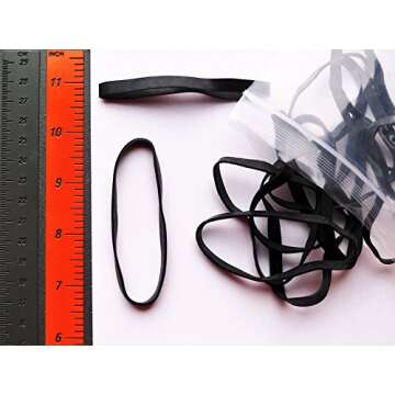 Crafted-Brand 10 Heavy Duty Rubber Bands | Big Thick XL-Large UV Resistant Black Rubber-Bands for Fi...