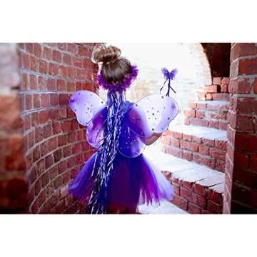 Lilly and the Bee Novelties 7pc Hot Pink & Purple Fairy Princess Costumes with Reversible Tutu Plus Gift Bag