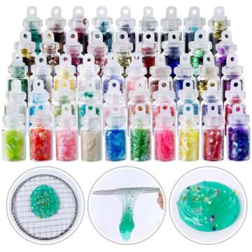ESSENSON Slime Making Kit - Slime Supplies for Girls & Boys, Crystal Clear Slime, Glitter, Charms, Fishbowl Beads - Kids Art Craft Toys Gifts Age 3+