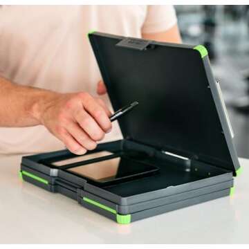 Dexas Duo Clipcase, Double Sided Clipboard Design, Portable Clipboards 13”x10” Gray/Green, Combi...