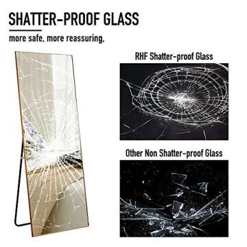 Rose Home Fashion Aluminum Alloy Thin Frame-65 x22“, Floor Mirror, Standing Mirror, Full Length Mirror, Large Mirror, Floor Length Mirror, Gold Mirror, Gold Frame