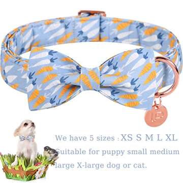 UP URARA PUP Easter Dog Collar with Bow Tie, Cotton Easter Bowtie Collar for Large Girl Boy Dog, Cut...