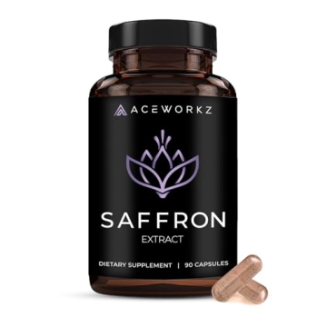 ACEWORKZ Saffron Supplements - 100% Pure Saffron Extract Capsules for Energy & Mood Enhancement