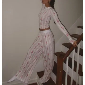 ROAONOCOMO Women Floral Lounge Set for Cozy Living