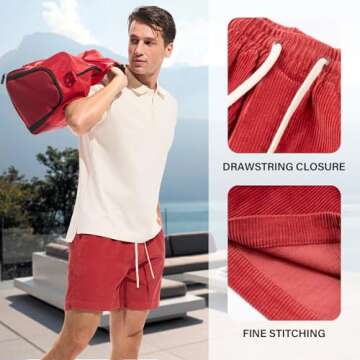 Comfortable AMY COULEE Mens Corduroy Shorts for Summer Fun