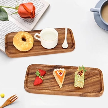 Elegant Acacia Wood Rectangular Serving Trays - 2 Pcs Set