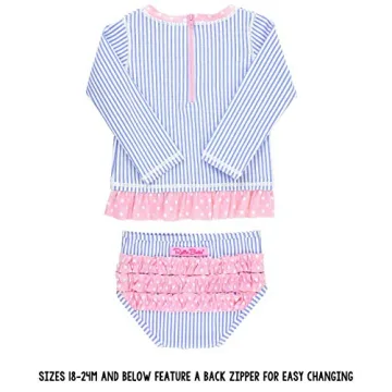 RuffleButts Girls Periwinkle Long Sleeve Rash Guard Bikini