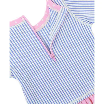 RuffleButts Girls Periwinkle Long Sleeve Rash Guard Bikini
