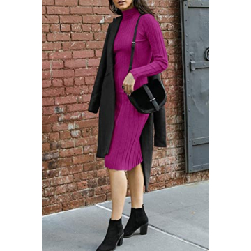 Stylish MEROKEETY Ribbed Sweater Dress for Women