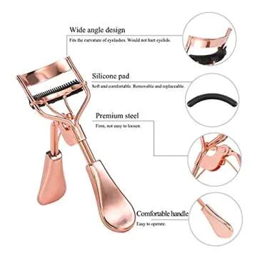 Uranian Beauty Eyelash Curler Comb Eyelash Curlers with 2 Silicone Refill Pads Premium Lash Curler Makeup Tool for Women and Girls