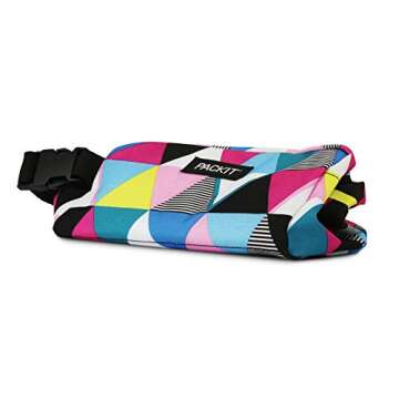 PackIt Freezable Snack Box, Triangle Stripes, Built with EcoFreeze Technology, Collapsible, Reusable, Zip Closure with Buckle Handle, Great for All Ages and Fresh Snacks on the go