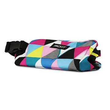 PackIt Freezable Snack Box, Triangle Stripes, Built with EcoFreeze Technology, Collapsible, Reusable, Zip Closure with Buckle Handle, Great for All Ages and Fresh Snacks on the go