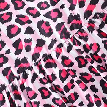 Popshion Toddler Dress Pink Leopard Dress Girls Sleeveless Casual Twirl Dresses Bowknot Sundress Birthday Party Outfit Summer Clothes 5-6T Pink/1298