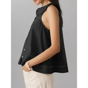 Stylish Tankaneo Peter Pan Collar Sleeveless Blouse