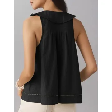 Stylish Tankaneo Peter Pan Collar Sleeveless Blouse
