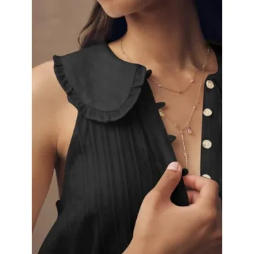 Stylish Tankaneo Peter Pan Collar Sleeveless Blouse