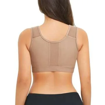 BRABIC Zip Front Closure Everyday Bra - Post Surgery Compression Support, Adjustable Straps, Wirefre...