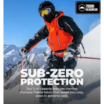 Tough Headwear Skull Cap with Mask Men, Winter Running Gear, Motorcycle Winter Gear, Helmet Liners, ...