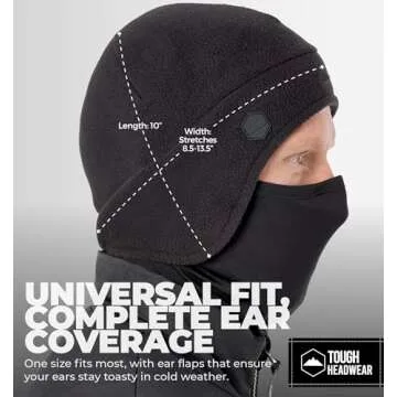 Tough Headwear Skull Cap with Mask Men, Winter Running Gear, Motorcycle Winter Gear, Helmet Liners, Ski Hat, Thermal Beanie