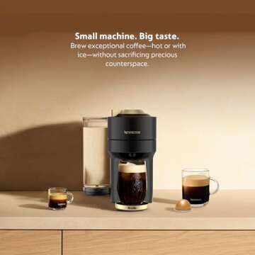 Nespresso Limited-Edition Vertuo Pop+ Deluxe Coffee and Espresso Maker by Breville with Milk Frother, Matte Black Gold