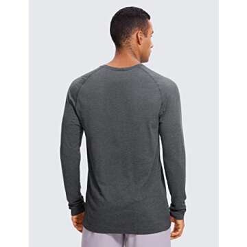 CRZ YOGA Mens Seamless Long Sleeve Tee Shirts Moisture Wicking Workout Athletic Running Shirts Breat...