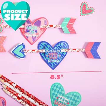 JOYIN 36 Pack Valentines Day Cupid's Arrow Pencil Set with Gift Cards, Party Favors for Classroom Exchange Prizes