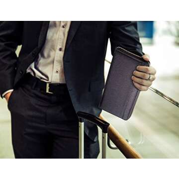 Travel Document Organizer - RFID Passport Wallet Case Family Holder Id Wristlet