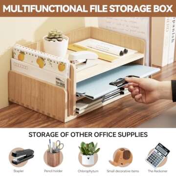 Stylish KIRIGEN 3-Tier Wooden Document Organizer - Eco-Friendly & Elegant