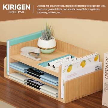 KIRIGEN 3-Tier Natural Wood Desktop Organizer