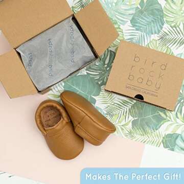 BirdRock Baby Fringeless Genuine Leather Moccasins for Kids