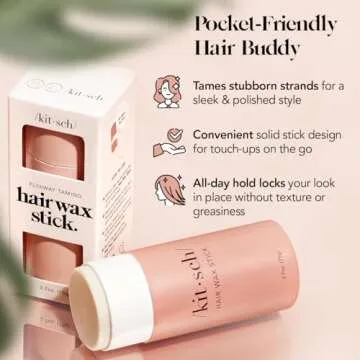 Kitsch Hair Wax Stick for Men & Women Wet Hair Brush Bundle - Sleek & Travel Friendly