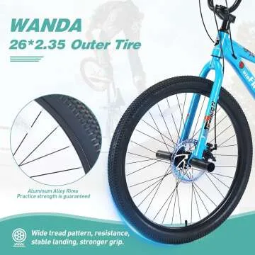 BALINGE（US Stock 26 Inch BMX Style Mountain Bike,MTB 7 Speeds Bicycle,Dual Disc Brake Bicycles City Bike，4 Step Pegs，BMX handlebar Mountain Bike for Student/Senior/Men/Women/Adult，Multiple Colors