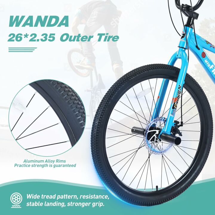 BALINGE（US Stock 26 Inch BMX Style Mountain Bike,MTB 7 Speeds Bicycle,Dual Disc Brake Bicycles City Bike，4 Step Pegs，BMX handlebar Mountain Bike for Student/Senior/Men/Women/Adult，Multiple Colors